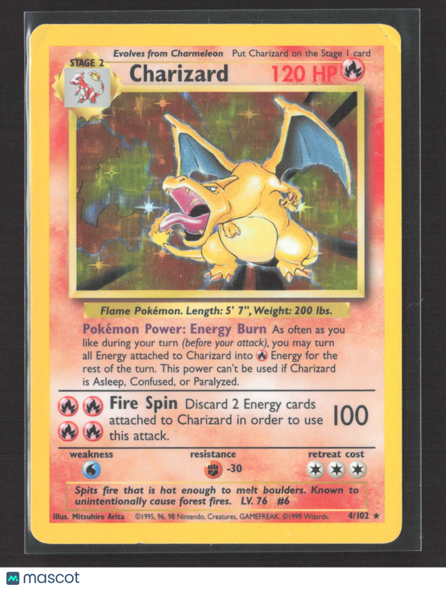 Pokemon 1999 Base Set Charizard #4/102