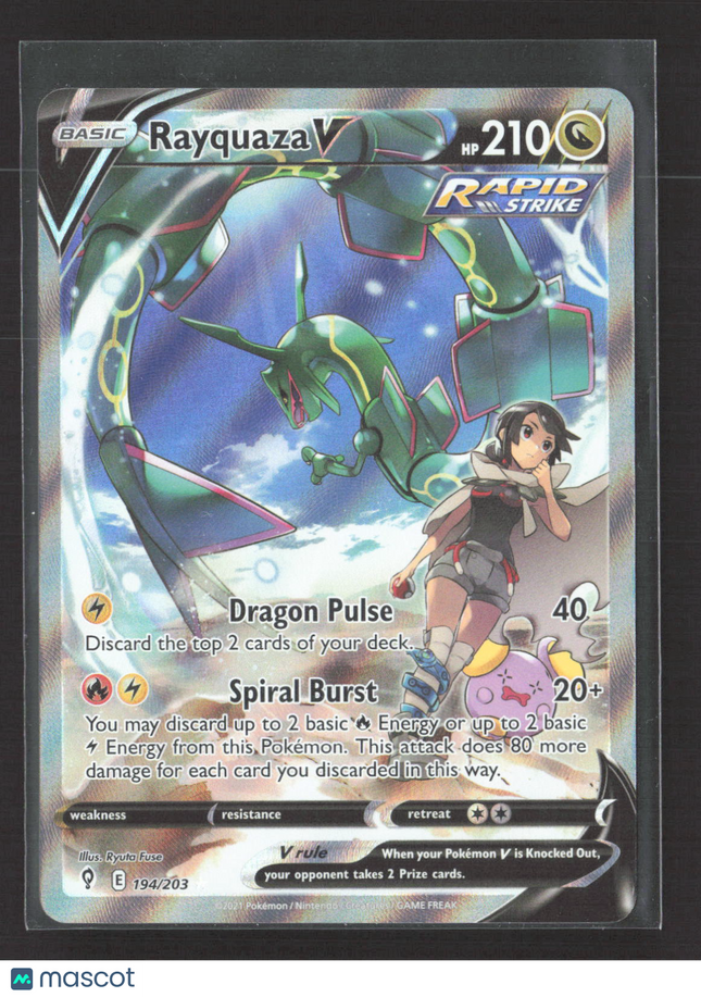 Pokemon 2021 Evolving Skies Rayquaza V FA #194/203