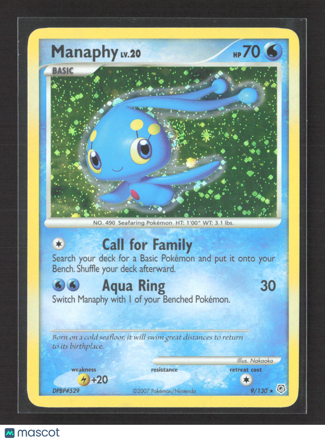 Pokemon 2007 Mysterious Treasures Manaphy #9/130