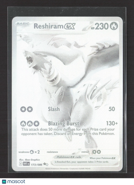 2025 Pokemon Scarlet & Violet White Flare Reshiram EX #173/86