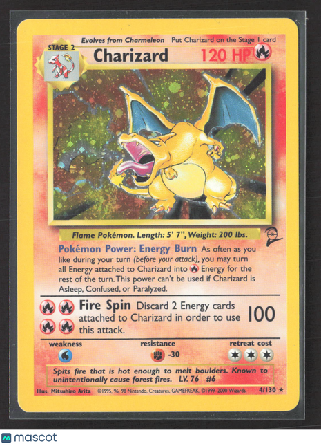 Pokemon 2000 Base Set 2 Charizard #4/130