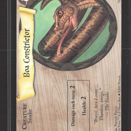2001 Wizards of the Coast Harry Potter Base Set Boa Constrictor