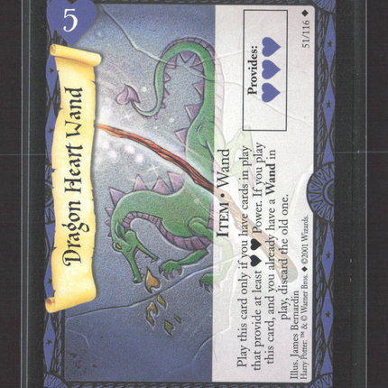 2001 Wizards of the Coast Harry Potter Trading Card Game Dragon Heart Wand