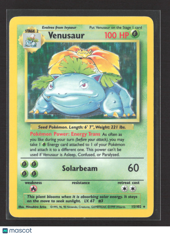 Pokemon 1999 Base Set Venusaur #15/102