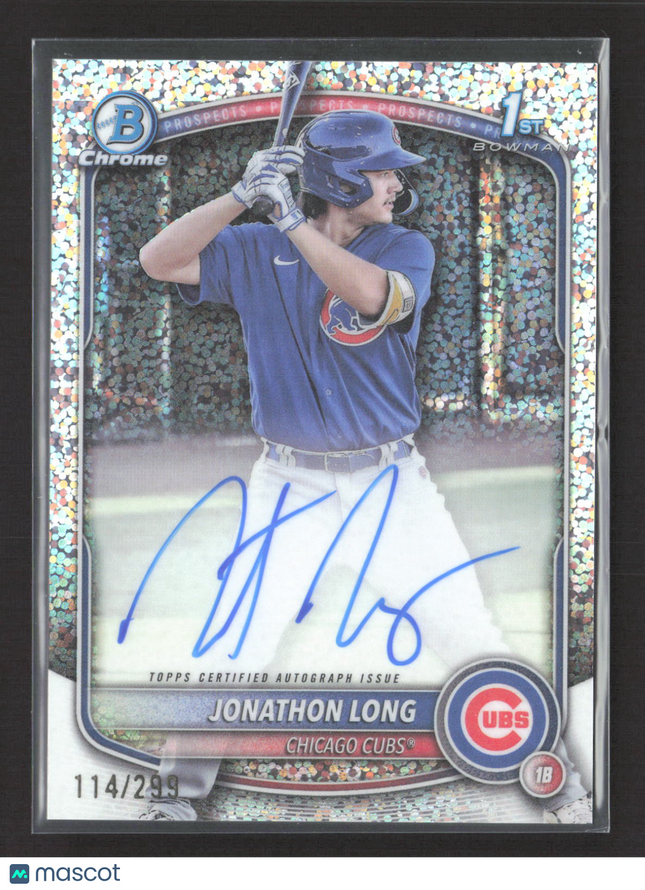 2024 Bowman Chrome Jonathon Long #CPA-JLG Speckle Refractor Auto /299 1st Bowman
