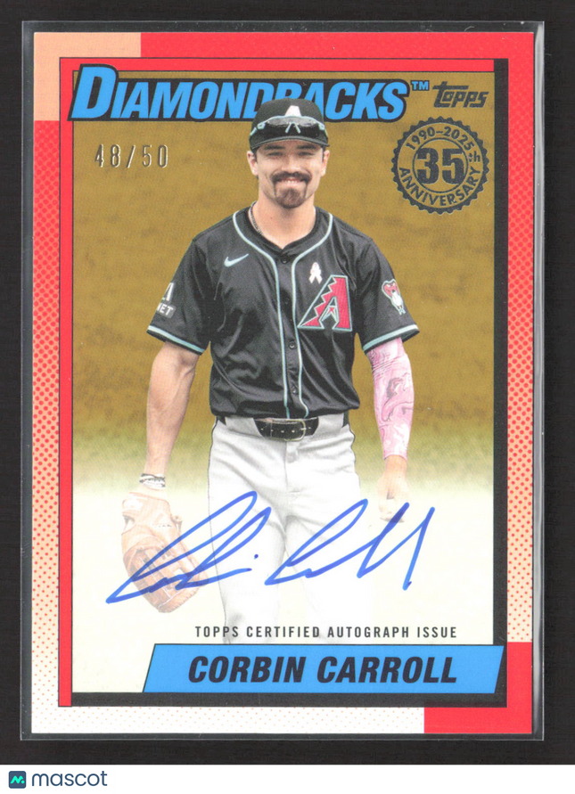 2025 Topps 1990 Topps Baseball Autograph Corbin Carroll #90AU-CC Gold Auto /50