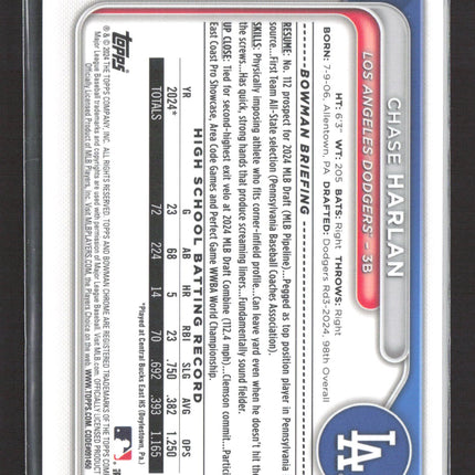 2024 Bowman Chrome Chase Harlan #BDC-96 Oragne 1st Refractor /25