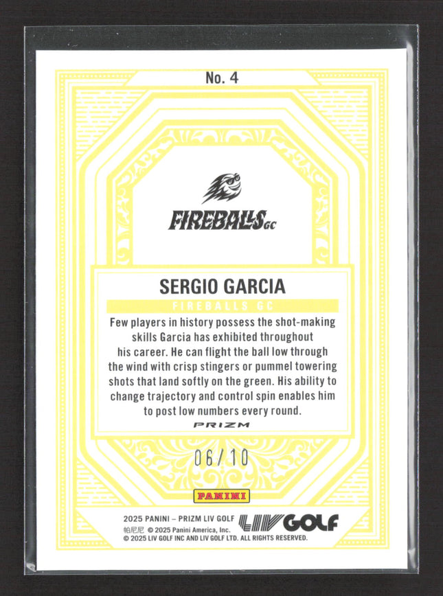 2025 Panini Prizm LIV Golf Aces Sergio Garcia #4 Gold Prizm /10