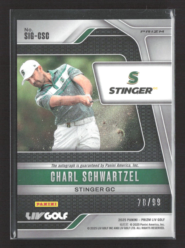2025 Panini Prizm LIV Golf Charl Schwartzel #SIG-CSC Blue 78/99 Auto