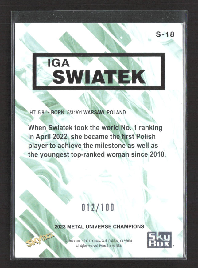 2023 SkyBox Metal Universe Champions Premium Iga Swiatek #S-18 Star Rubies /100