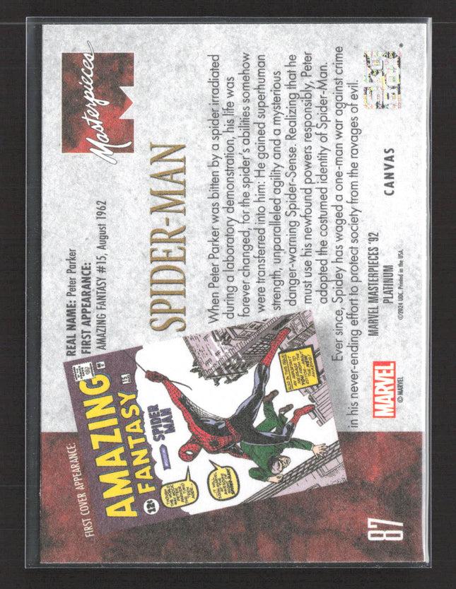 2024 Upper Deck Marvel Masterpieces '92 Platinum Spider Man Canvas #87