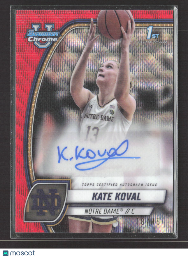 2024 Bowman University Chrome Basketball Kate Koval #42 Red 1st Bowman Auto /45