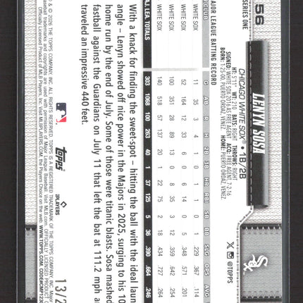 2026 Topps Series One Lenyn Sosa #56 Orange Diamante /25