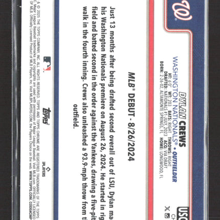 2025 Topps Chrome Update Dylan Crews #USC190 Blue Sapphire RC