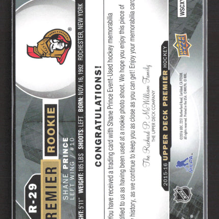 2016 Upper Deck Premier Shane Prince #R-29 Jersey