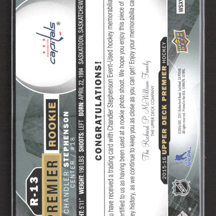 2016 Upper Deck Premier Chandler Stephenson #R-13 Memorabilia Jersey