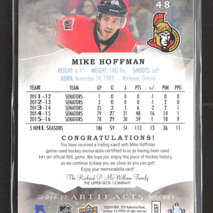 2016 Upper Deck Artifacts Mike Hoffman #48 51/75 Jersey Patch