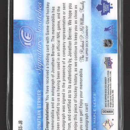 2015 Upper Deck Ice Signature Swatches Jonathan Bernier #SS-JB Jersey Auto