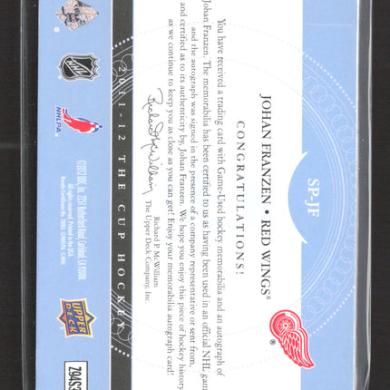 2011 Upper Deck The Cup Johan Franzen #SP-JF 64/75 Patch Auto