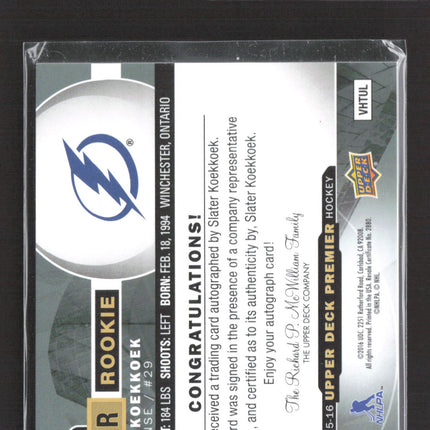 2015 Upper Deck Premier Slater Koekkoek #R-21 12/49 Auto