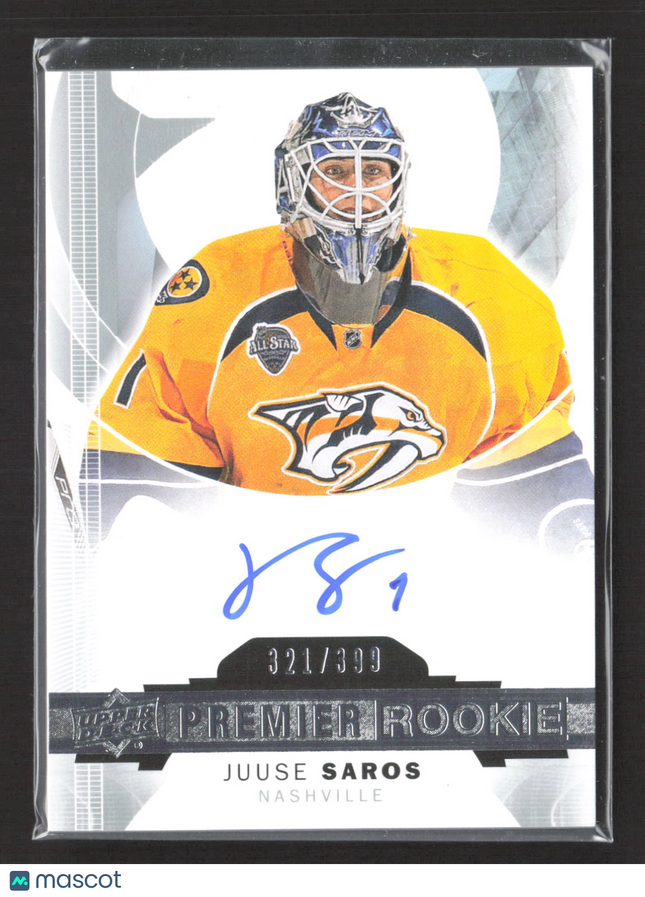 2015 Upper Deck Premier Juuse Saros #55 321/399 Auto