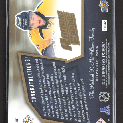 2015 Upper Deck SPx Rookie Fabric Kevin Fiala #SPXR-KF Jersey Auto /399
