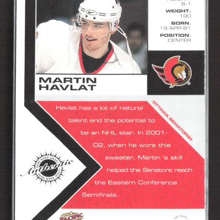 2003 Pacific Authentic Game-Worn Jersey Martin Havlat #37 Jersey