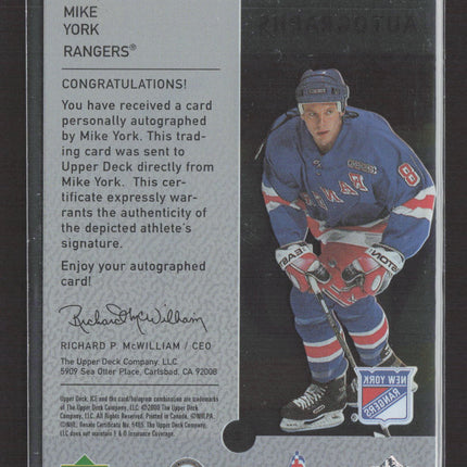 2000 Upper Deck Ice Clear Cut Autographs Mike York #MY Auto