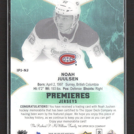 2018 Upper Deck Ice Ice Premieres Jerseys Noah Juulsen #IPJ-NJ Jersey