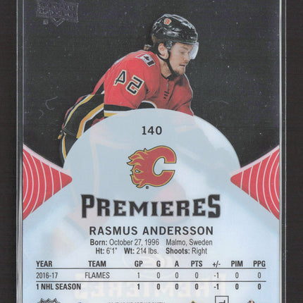 2018 2017 Upper Deck Ice Premieres Rasmus Andersson #140 /999
