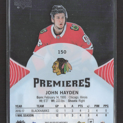2018 Upper Deck Ice Premieres John Hayden #150 963/999