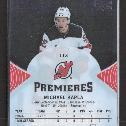 2017 Upper Deck Ice Premieres Michael Kapla #113 0474/1299