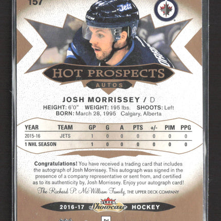 2017 Fleer Showcase Hot Prospects Josh Morrissey #157 170/499 Auto