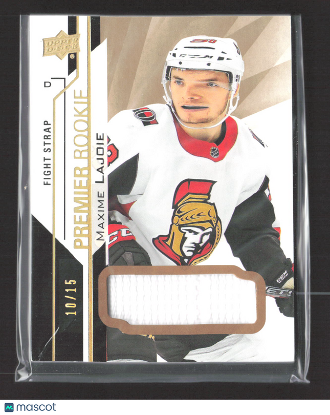 2018 Upper Deck Premier Hockey Maxime Lajoie #60 Fight Strap 10/15 Memorabilia