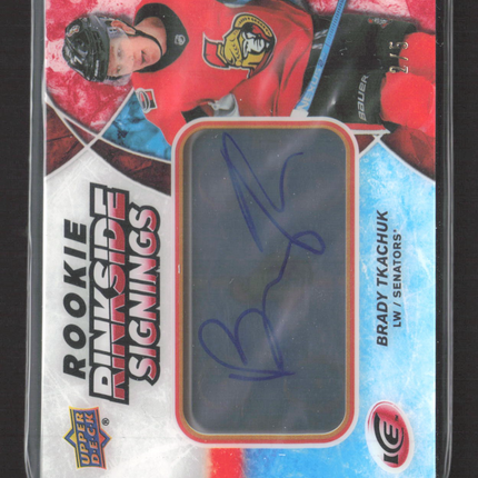 2019 Upper Deck Ice Rookie Rinkside Signings Brady Tkachuk #RRS-BT 2/5 Auto Red