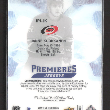 2018 Upper Deck Ice Premieres Jerseys Janne Kuokkanen #IPJ-JK Memorabilia Jersey