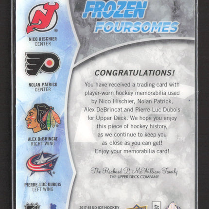 2018 UD Alex DeBrincat Pierre-Luc Dubois Nolan Patrick Nico Hischier Jersey