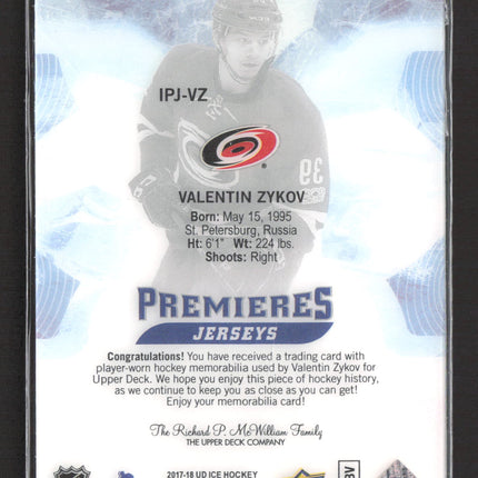 2018 Upper Deck Ice Ice Premieres Jerseys Valentin Zykov #IPJ-VZ Jersey
