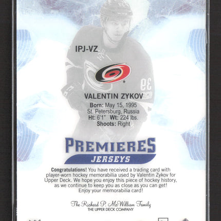 2018 Upper Deck Ice Ice Premieres Jerseys Valentin Zykov #IPJ-VZ Jersey