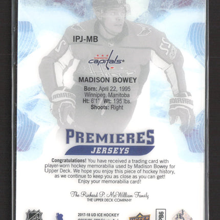 2018 Upper Deck Ice Ice Premieres Jerseys Madison Bowey #IPJ-MB Jersey