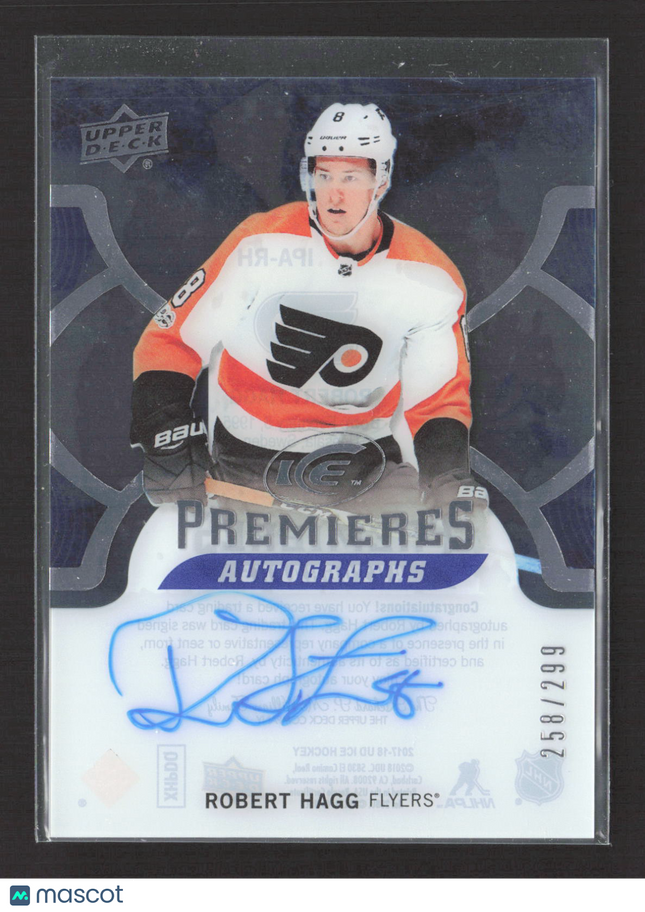 2018 Upper Deck Ice Ice Premieres Autographs Robert Hagg #IPA-RH Auto /299