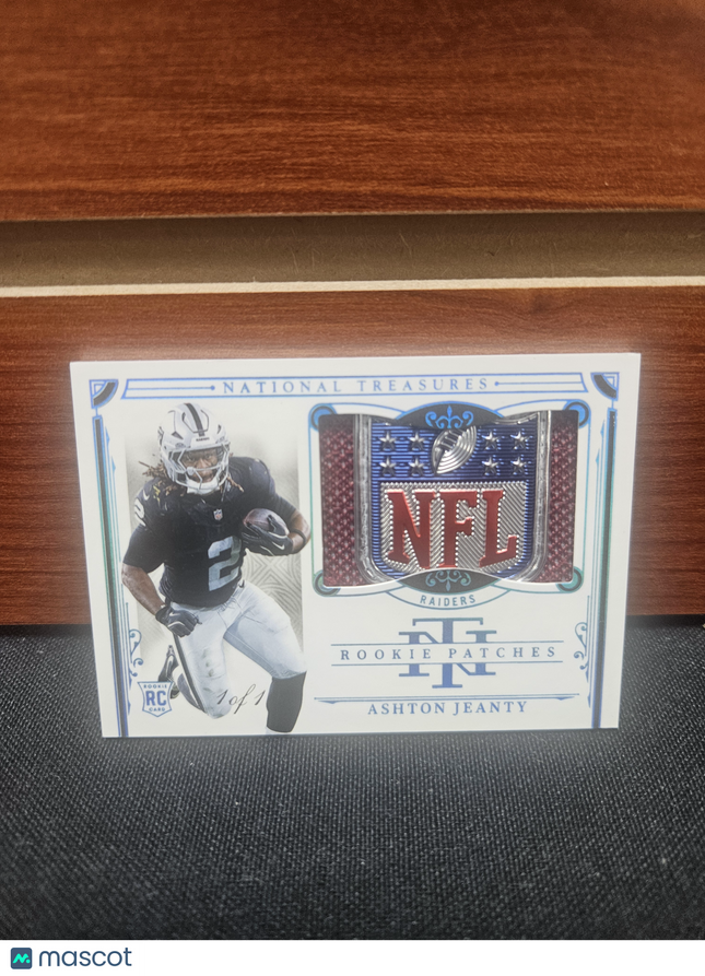 2025 National Treasures Ashton Jeanty #214 RC Rookie Patches NFL Shield 1/1