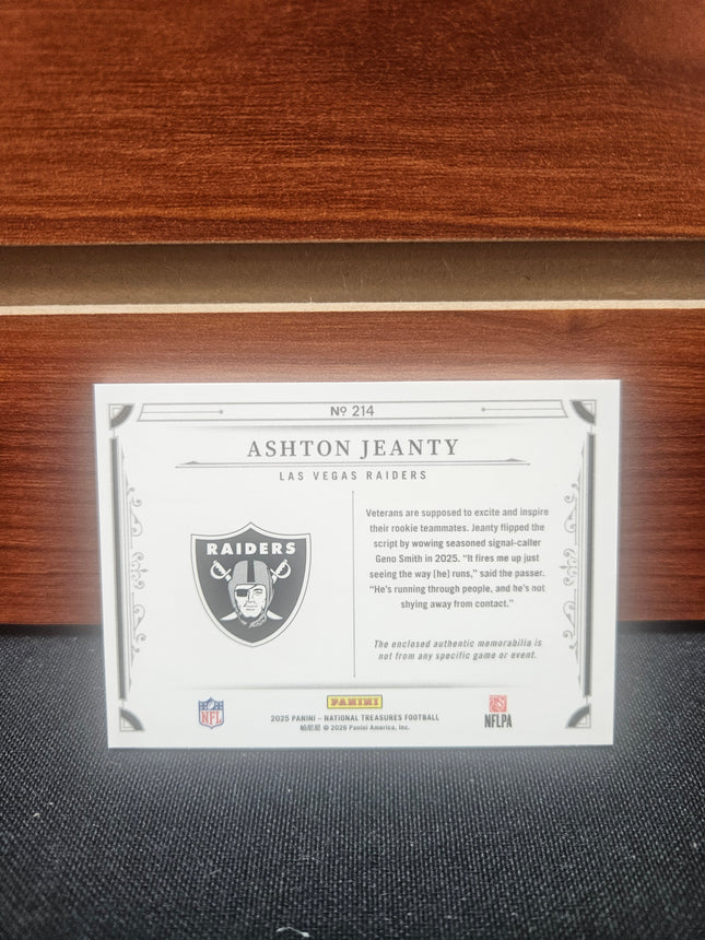2025 National Treasures Ashton Jeanty #214 RC Rookie Patches NFL Shield 1/1