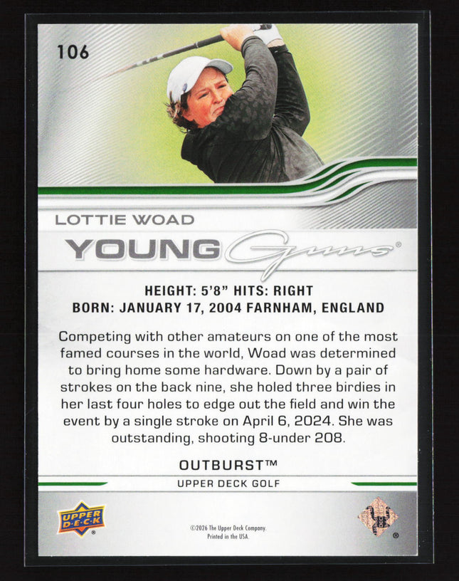2026 Upper Deck Golf Young Guns Outburst Lottie Woad #106