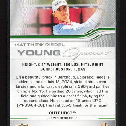 2026 Upper Deck Golf Young Guns Outburst Matthew Riedel #116