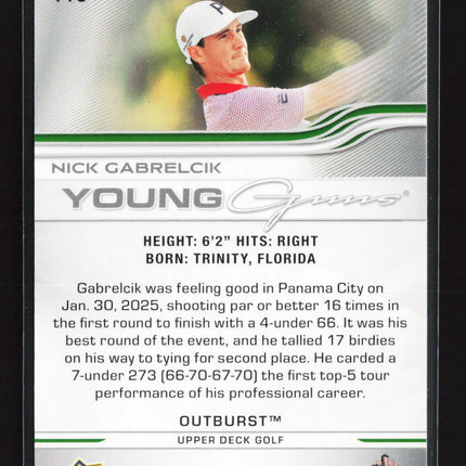 2026 Upper Deck Golf Young Guns Outburst Nick Gabrelcik #118