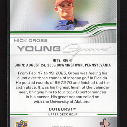 2026 Upper Deck Golf Young Guns Outburst Nick Gross #123