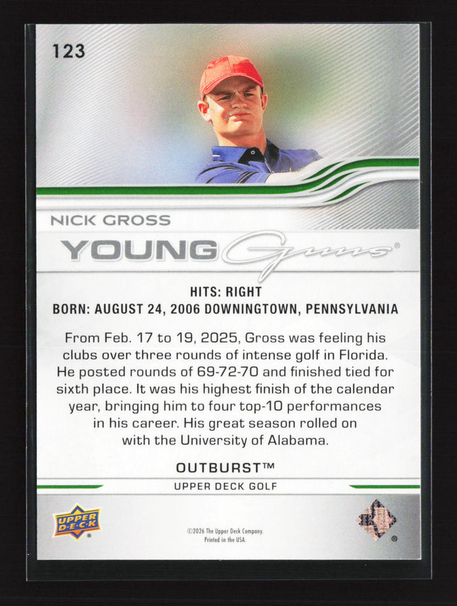 2026 Upper Deck Golf Young Guns Outburst Nick Gross #123