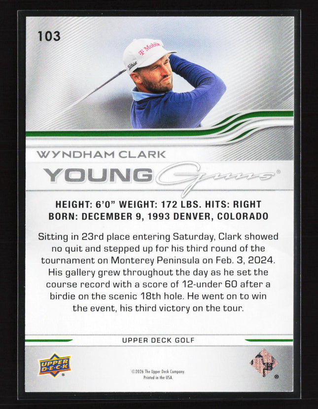 2026 Upper Deck Golf Young Guns Wyndham Clark #103 UD Exclusives  054/100