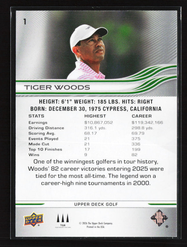 2026 Upper Deck Golf Deluxe Tiger Woods #1 142/250
